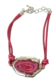 Armband met platte steen - Roze