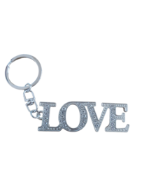 Sleutel/tas hanger love - Zilver