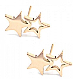 Stainless steel oorknopjes double stars - Rose gold