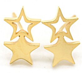 Stainless steel oorknopjes double stars -  gold