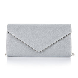 Gala tasje/clutch glitter glam - Zilver