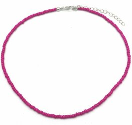 Ketting glass beads - hard roze/zilver