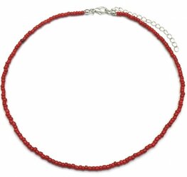 Ketting glass beads - Rood/zilver