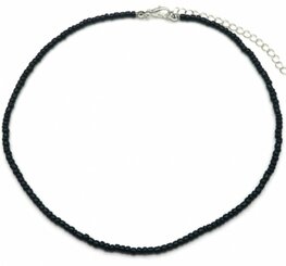 Ketting glass beads - Zwart/zilver