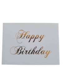 Cadeaukaartje happy birthday - Wit/Goud