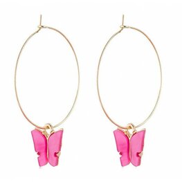 Vlinder hoops - Roze