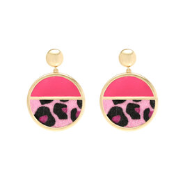 Oorbellen pink leopard