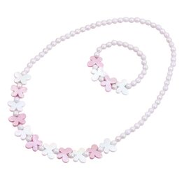 Kinder sieraden setje vlinder - Wit/Roze