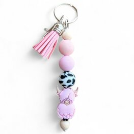 Sleutelhanger highland cow - Roze