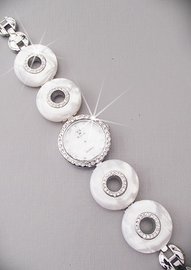 Horloge met strass - wit/zilver