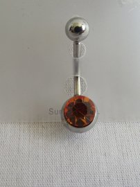 Navelpiercing met oranje steentje