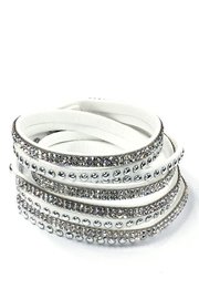 Witte wikkelarmband met strass