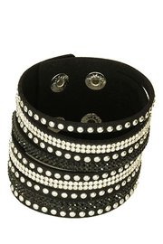 Strass armband breed - zwart