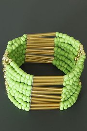 Brede kralen armband - groen/goud