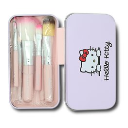 Hello kitty make-up kwasten in blikje roze