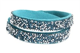 Wikkelarmband strass - blauw