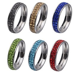 RVS strass ring blauw - verschillende maten