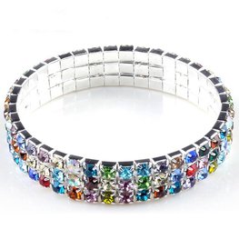 Armband 3 rijen strass - multi