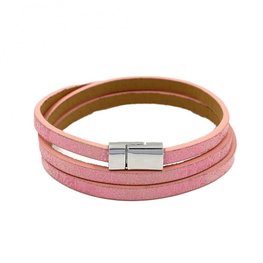 Wikkel armband met magneetsluiting - Roze glans