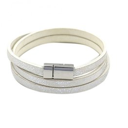 Wikkel armband met magneetsluiting - Wit glans