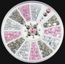 Nail art carrousel strass steentjes-  4 maten/3 kleuren