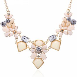 Ketting strass goud/beige