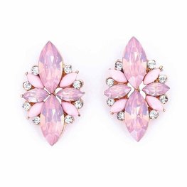 Oorknopjes met strass en opaal stenen - Roze