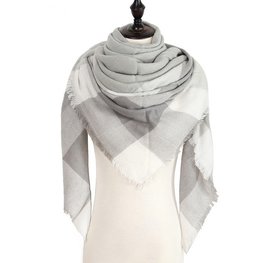 Sjaal/omslagdoek grijs/wit