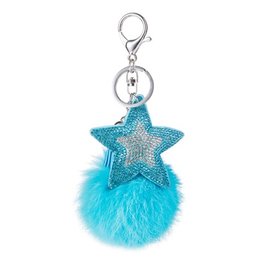 Tas/sleutel hanger bling star blauw