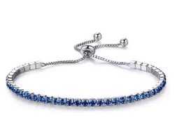 Strass armband blauw/zilver