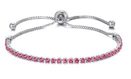 Strass armband roze/zilver