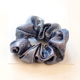 Scrunchie metallic glitter blauw