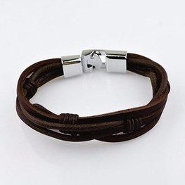 Heren armband   - Bruin/zilver