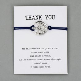 Giftcard met armband thank you - Blauw