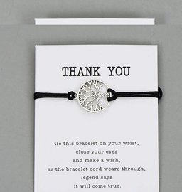 Giftcard met armband thank you - Zwart