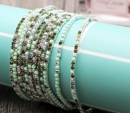 Armbanden set strass - Licht groen
