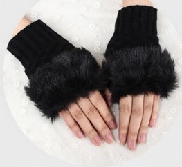 Handschoenen bont - Zwart