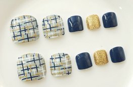 Nep teen nagels - Blauw/Goud