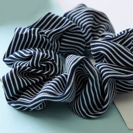 Scrunchie streep -D.blauw