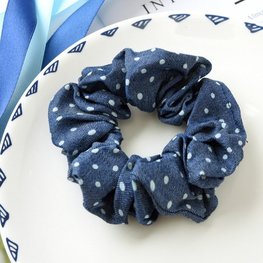 Scrunchie jeans blauw - stip