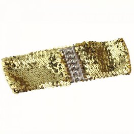 Elastische Pailletten riem - Goud