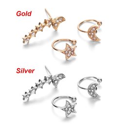 3 delige oorbellen/earcuff set - Goud