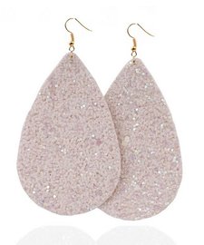 Ovalen glitter oorbellen - Licht roze