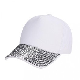 Cap/pet zilveren studs - Wit