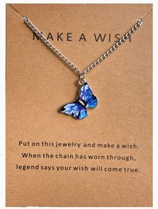 Make a wish ketting vlinder - Zilver/paars