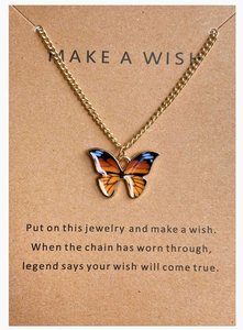 Make a wish ketting vlinder - Goud/Oranje